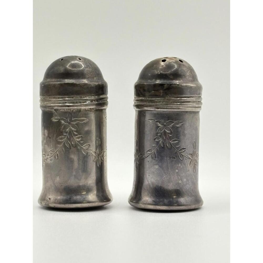 Antique Vintage Salt & Pepper Shakers Sterling Silver R Wallace & Sons